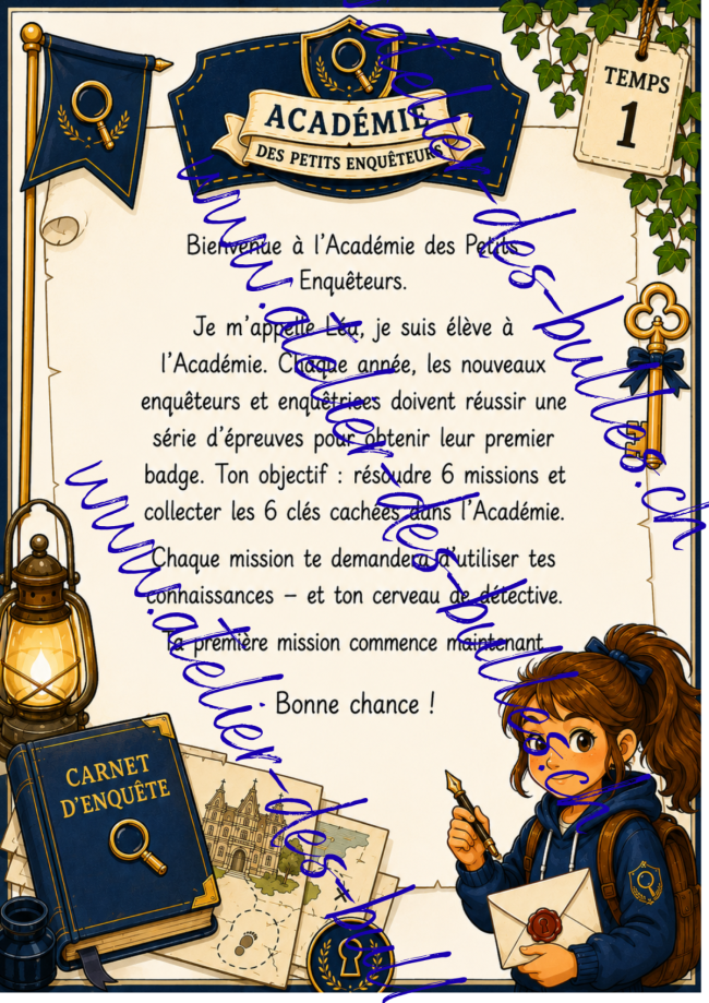 L'Académie des Petits Enquêteurs — Dossier de révision Temps 1 (4H)